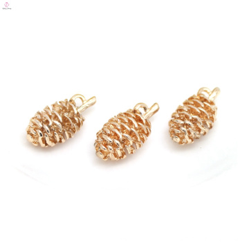 Colgante de collar de cobre chapado en oro accesorio de bricolaje Pinecone Charms Jewelry